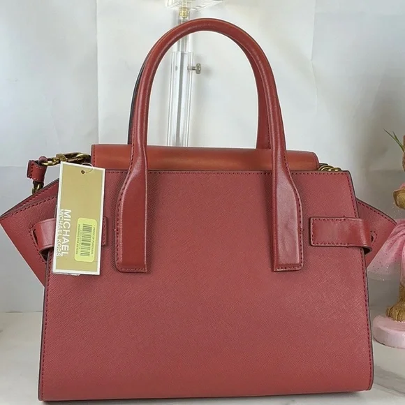 Michael‎ Kors Carmen Pink Flap Satchel Suede Patchwork Leather Crossbody Bag NWT - Picture 8 of 15